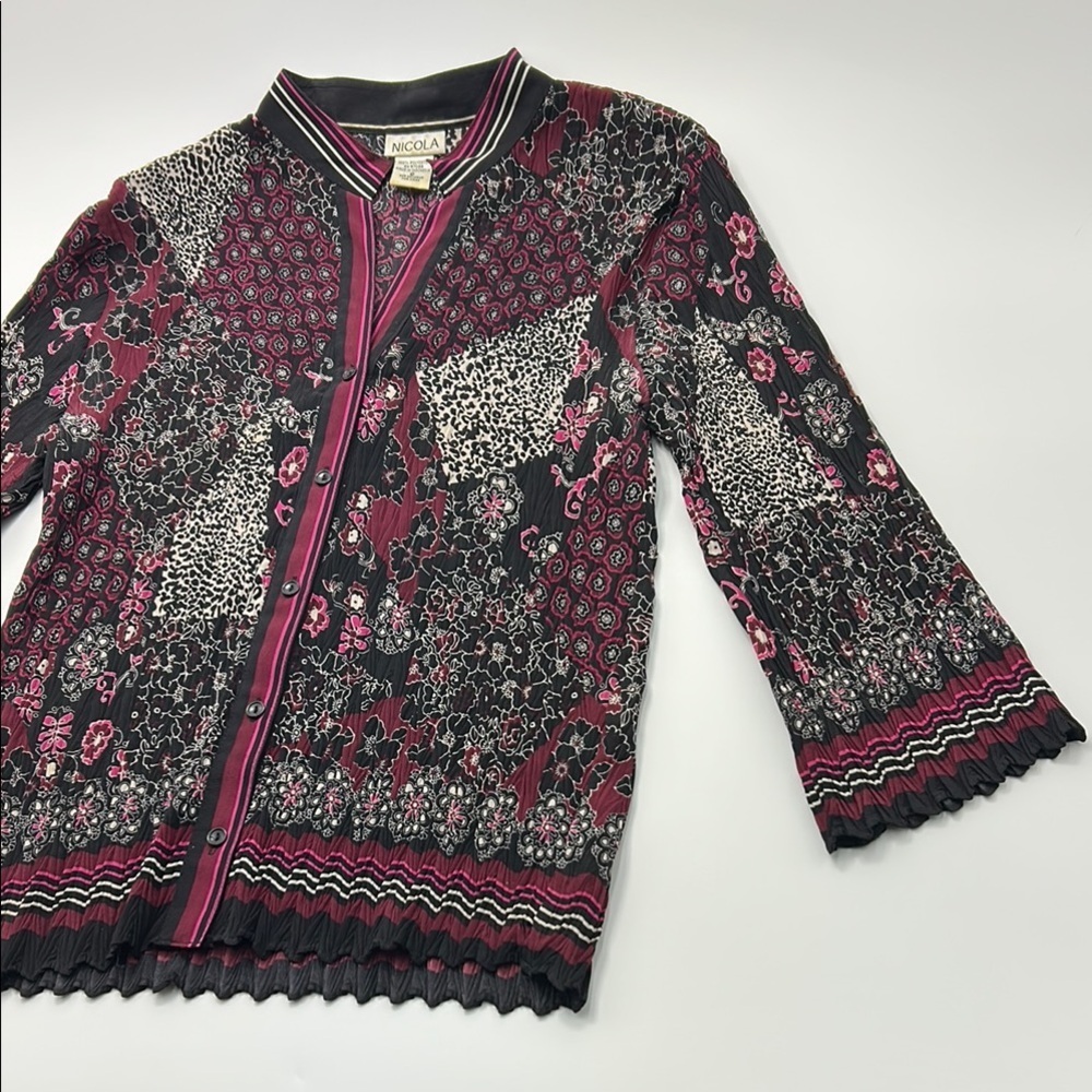 NICOLA Black and Pink Floral Cardigan